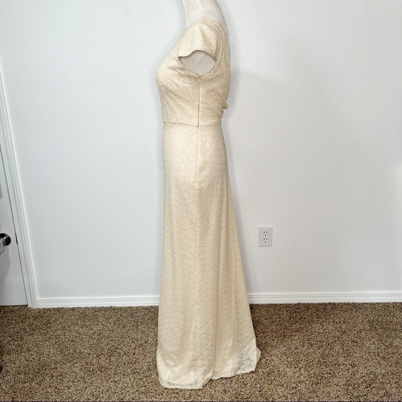 Bill Levkoff Ivory Sequined Evening Formal Maxi Dress Gown Size 2 scoop Back - Picture 8 of 12